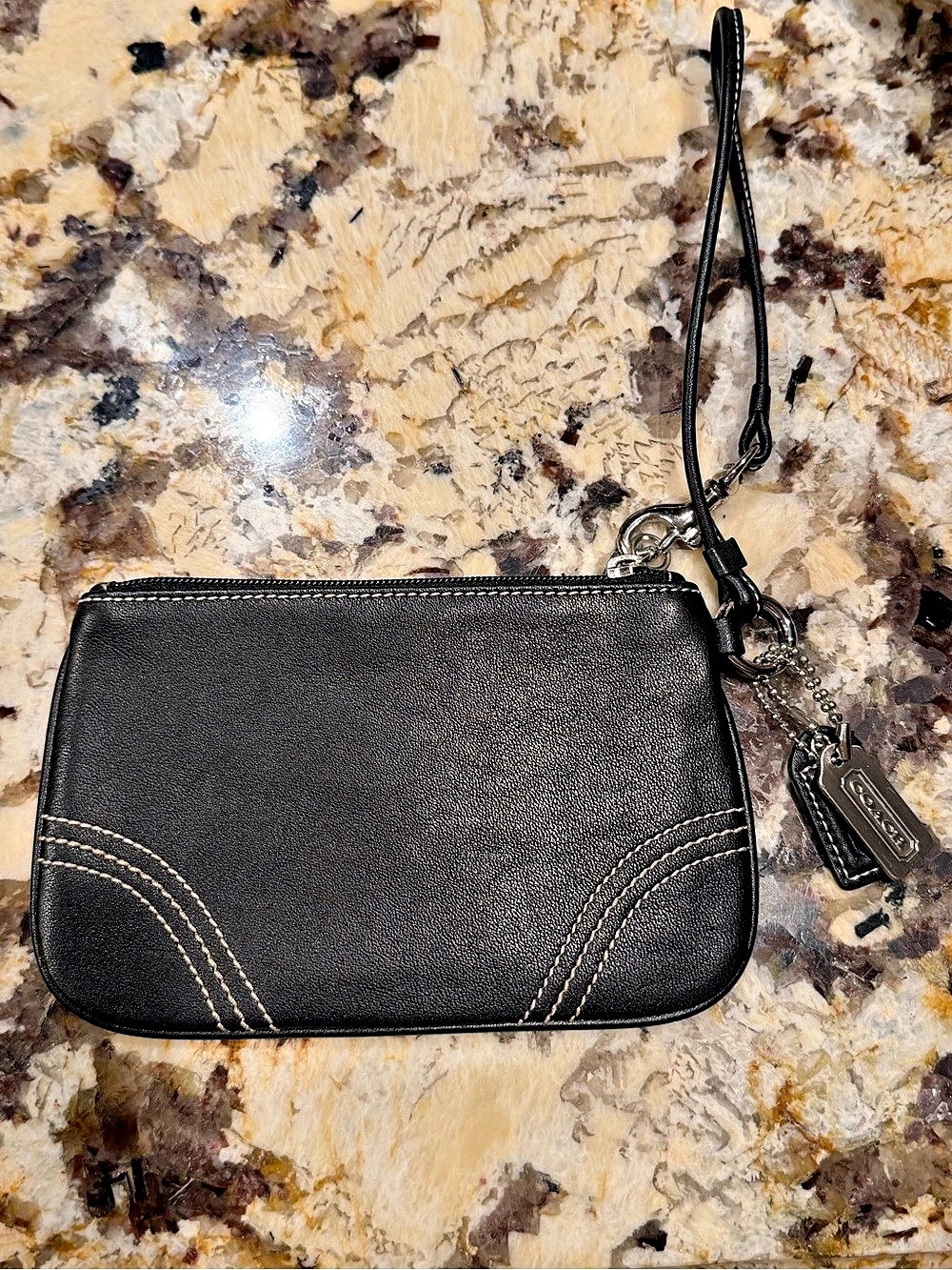 Coach Mini Shoulder Wristlet Black Bag White Stitching Two Mini Hang Tags One Me